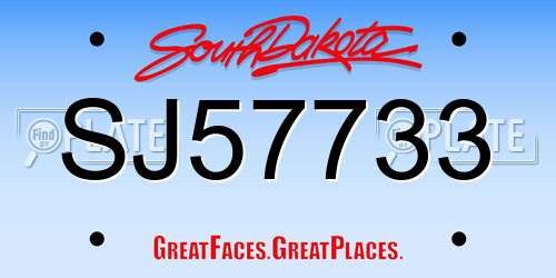 SJ57733 South Dakota License Plate
