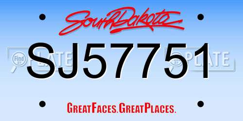 SJ57751 South Dakota License Plate