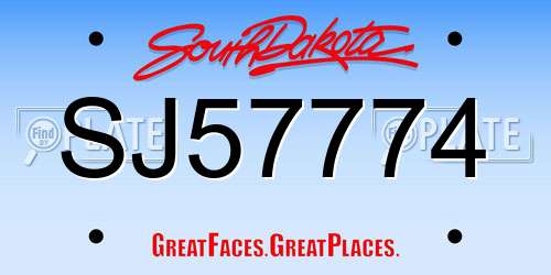 SJ57774 South Dakota License Plate