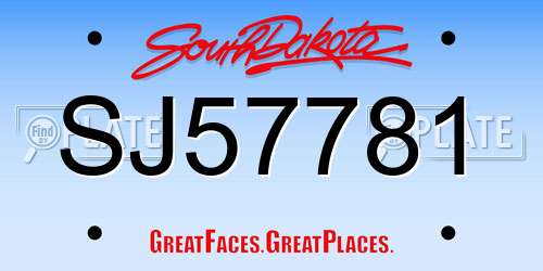 SJ57781 South Dakota License Plate