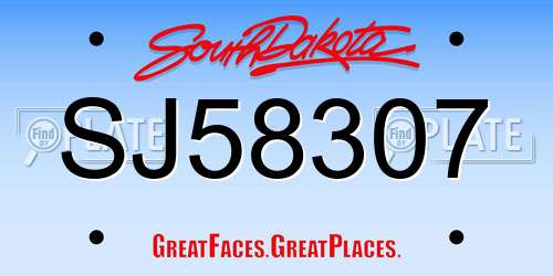 SJ58307 South Dakota License Plate