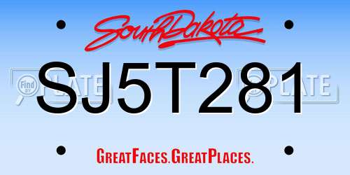 SJ5T281 South Dakota License Plate