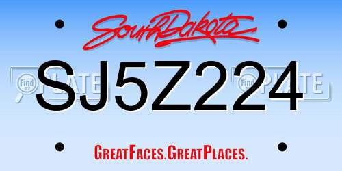 SJ5Z224 South Dakota License Plate