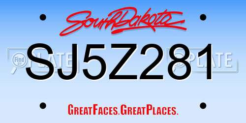 SJ5Z281 South Dakota License Plate