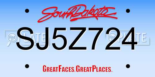 SJ5Z724 South Dakota License Plate