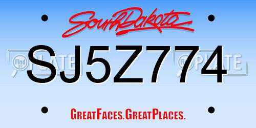 SJ5Z774 South Dakota License Plate