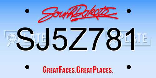 SJ5Z781 South Dakota License Plate