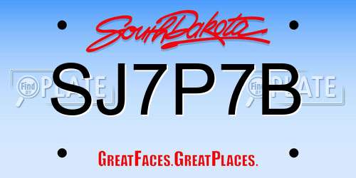 SJ7P7B South Dakota License Plate