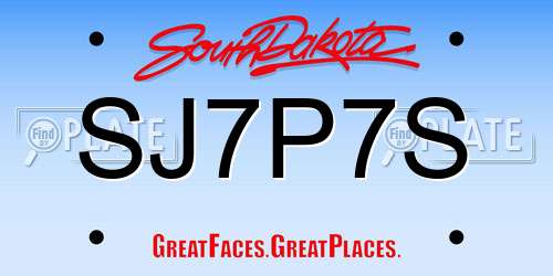 SJ7P7S South Dakota License Plate