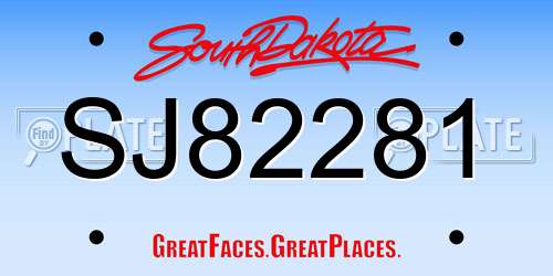 SJ82281 South Dakota License Plate