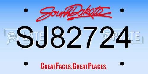 SJ82724 South Dakota License Plate