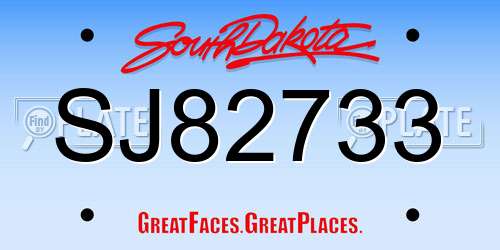 SJ82733 South Dakota License Plate