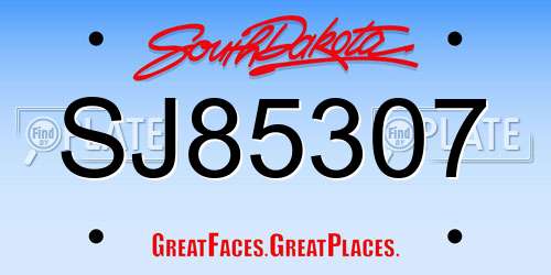 SJ85307 South Dakota License Plate