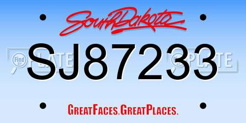 SJ87233 South Dakota License Plate