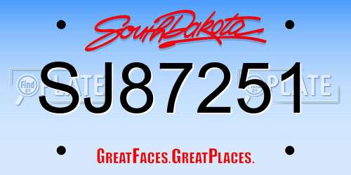 SJ87251 South Dakota License Plate