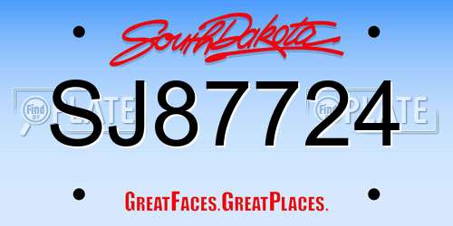 SJ87724 South Dakota License Plate