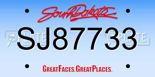 SJ87733 South Dakota License Plate