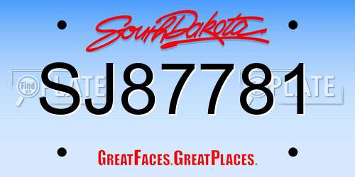 SJ87781 South Dakota License Plate