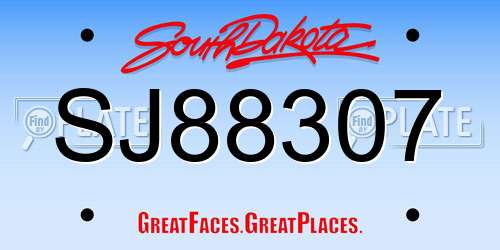 SJ88307 South Dakota License Plate