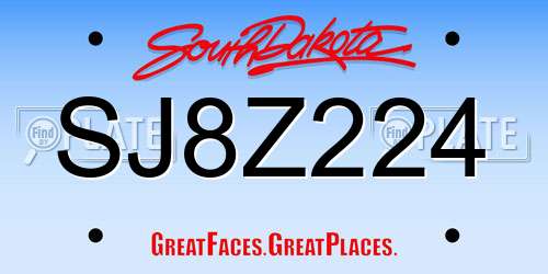 SJ8Z224 South Dakota License Plate