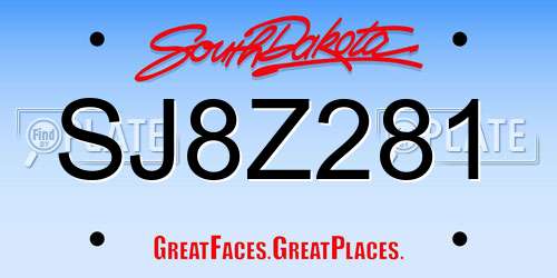 SJ8Z281 South Dakota License Plate