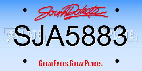 SJA5883 South Dakota License Plate