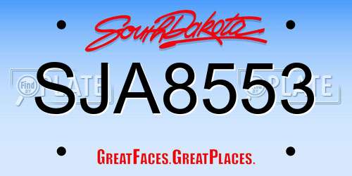 SJA8553 South Dakota License Plate