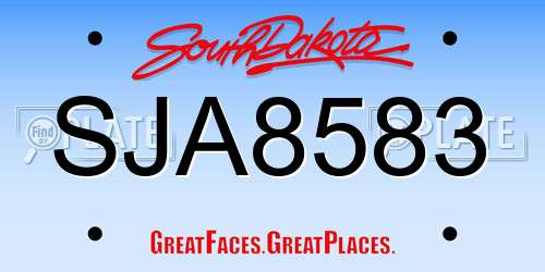 SJA8583 South Dakota License Plate
