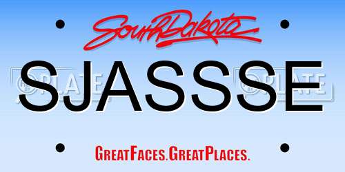 SJASSSE South Dakota License Plate
