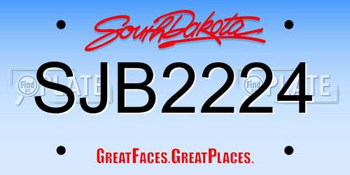 SJB2224 South Dakota License Plate