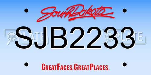 SJB2233 South Dakota License Plate