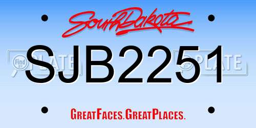 SJB2251 South Dakota License Plate