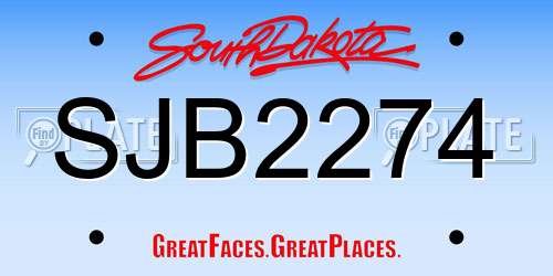 SJB2274 South Dakota License Plate