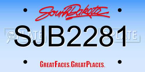 SJB2281 South Dakota License Plate