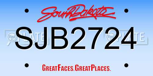 SJB2724 South Dakota License Plate