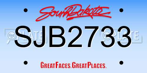 SJB2733 South Dakota License Plate
