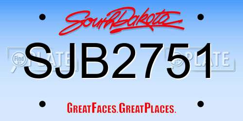 SJB2751 South Dakota License Plate