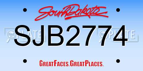 SJB2774 South Dakota License Plate