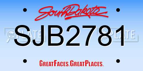 SJB2781 South Dakota License Plate