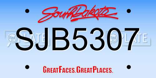 SJB5307 South Dakota License Plate