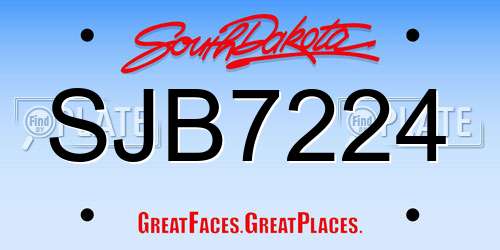 SJB7224 South Dakota License Plate