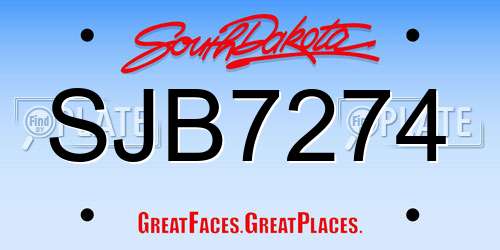 SJB7274 South Dakota License Plate