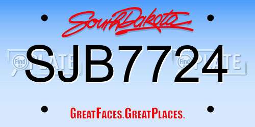 SJB7724 South Dakota License Plate