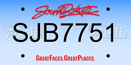 SJB7751 South Dakota License Plate