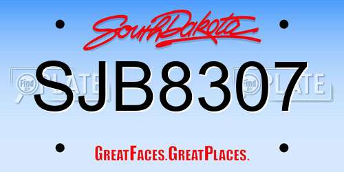 SJB8307 South Dakota License Plate