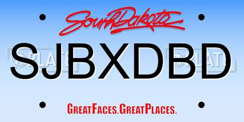 SJBXDBD South Dakota License Plate