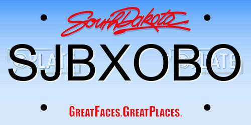 SJBXOBO South Dakota License Plate