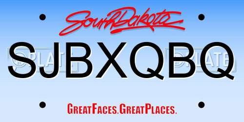 SJBXQBQ South Dakota License Plate
