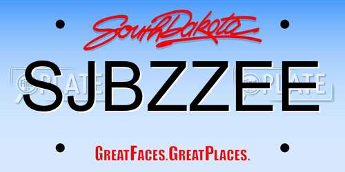 SJBZZEE South Dakota License Plate