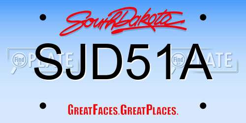 SJD51A South Dakota License Plate